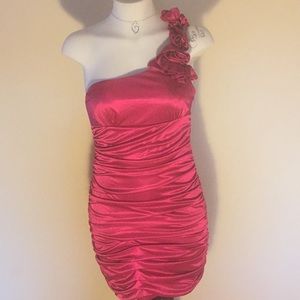 Cute gathered one shoulder dress